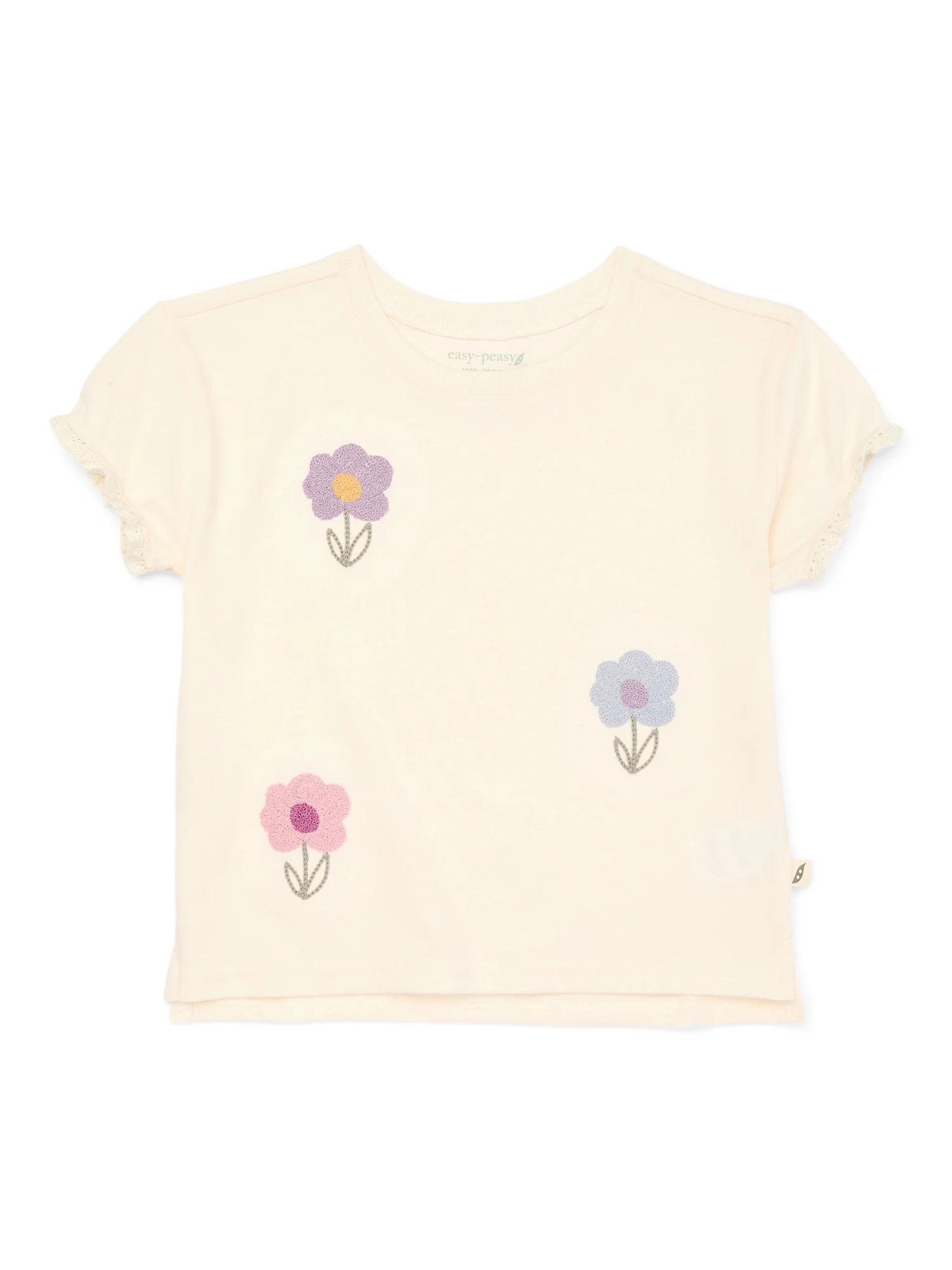 easy-peasy Toddler Girl Short Sleeve Lace Hem T-Shirt, Sizes 18M-5T | Walmart (US)