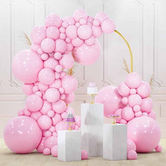 PartyWoo Pink Balloons 140 pcs Different Sizes of 18 12 10 5 Inch Pastel Pink Balloons Arch Kit G... | Amazon (US)