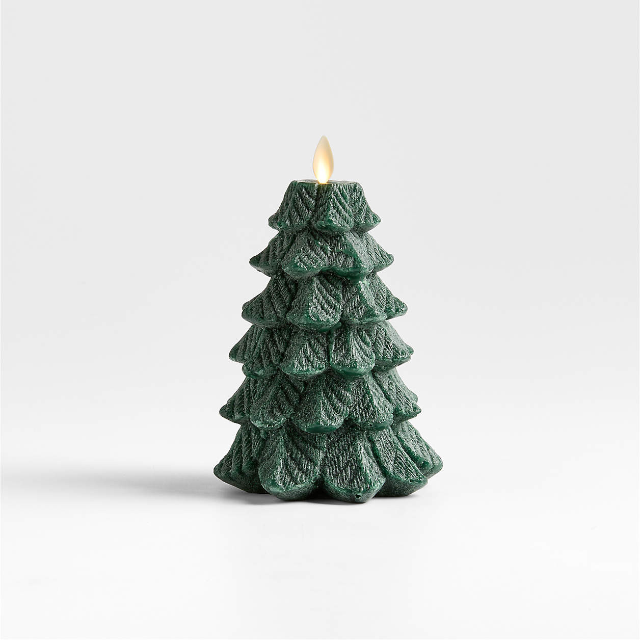 Flameless Flicker Green Tree Candle Small 7" | Crate & Barrel | Crate & Barrel