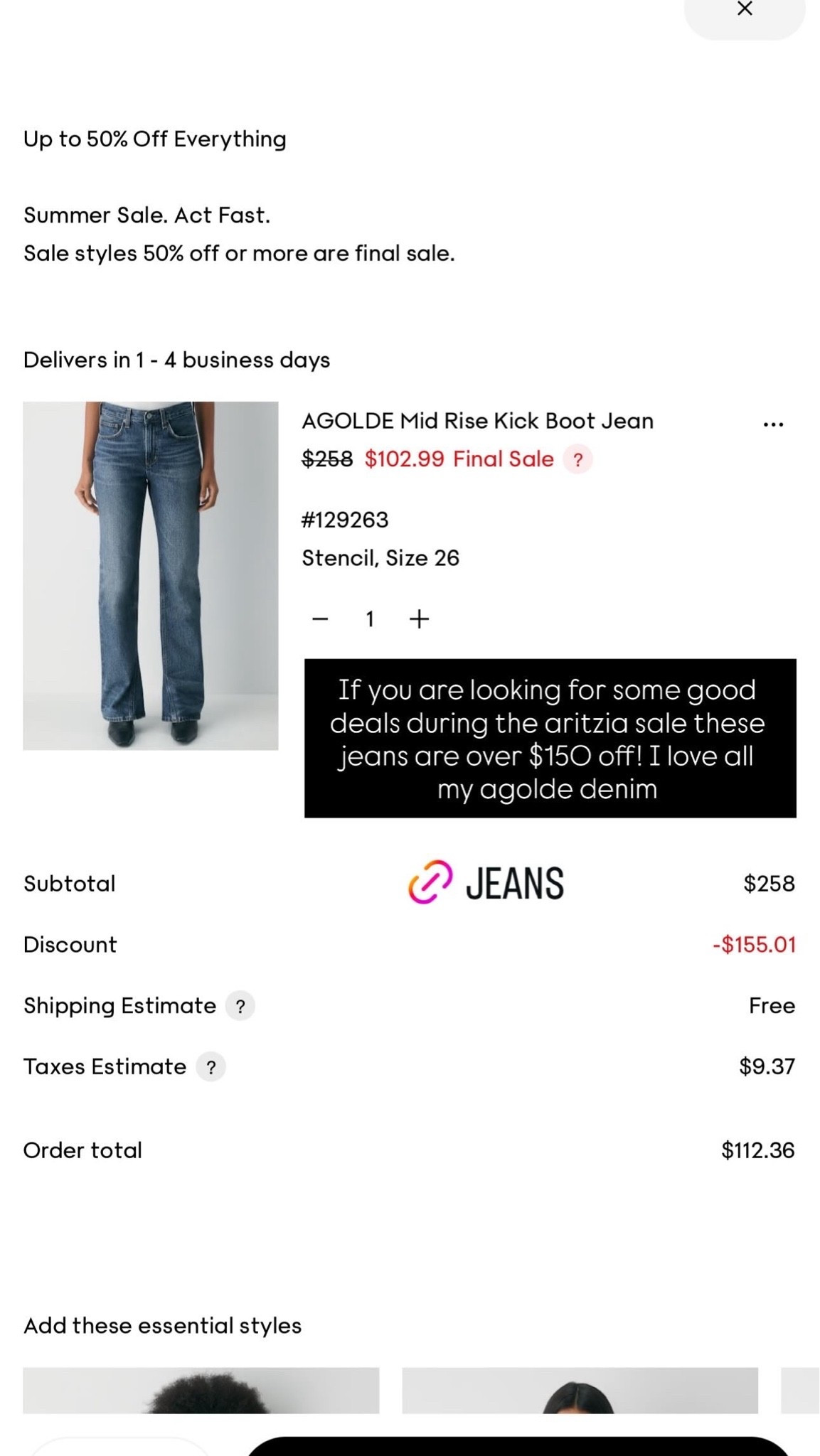 Aritzia sale finds! Over $150 off these agolde denim. I love all my AG jeans so much! These are a steal 😍

#LTKSaleAlert #LTKootd