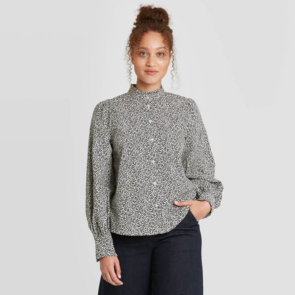 Women's Ruffle Long Sleeve Button-Down Blouse - A New Day™ | Target