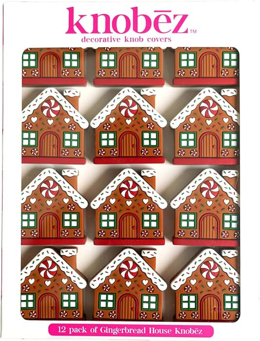 Knob\u0113z: Decorative Knob Covers - Gingerbread House - 12pk - Stretch Over Hardware Decoration... | Amazon (US)