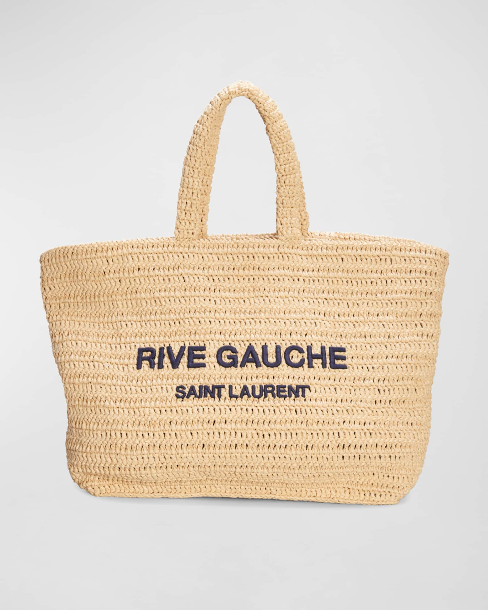 Saint Laurent Rive Gauche Tote Bag in Raffia | Neiman Marcus