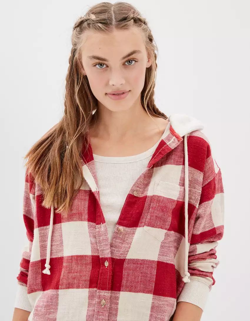 AE Oversized Hoodie Flannel | American Eagle Outfitters (US & CA)