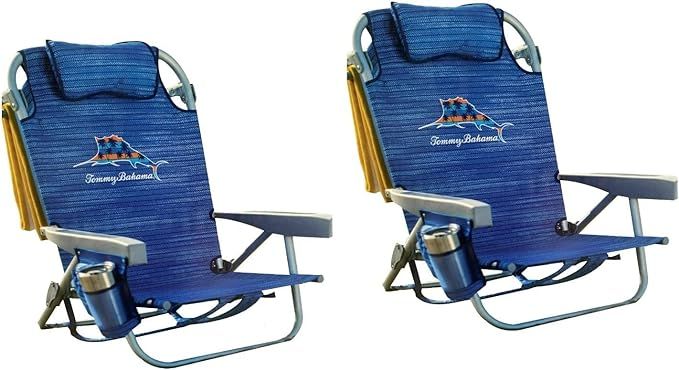 Tommy Bahama Backpack Beach Chair 2 Pack (Sailfish and Palms), Aluminum, Multicolor | Amazon (US)