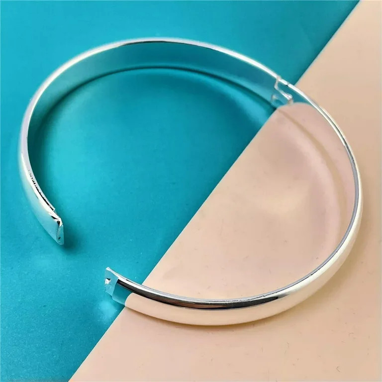 GKNET 925 Sterling Silver Smooth Round Bangles Bracelet Women Fashion Open Bangle | Walmart (US)