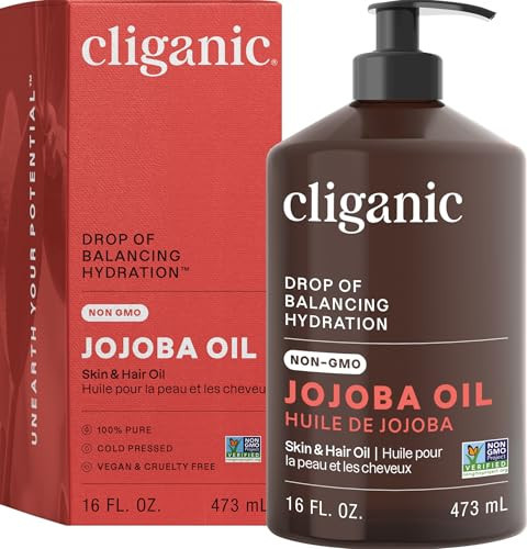 Cliganic Jojoba Oil Non-GMO, Bulk 16oz | 100% Pure for Skin, Hair & Face, Cold Pressed Natural Hexane Free - Hair Relaxer | Amazon (US)