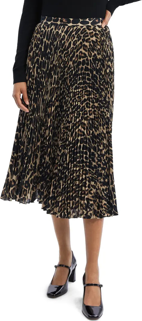 Sunburst Leopard Print Pleated Midi Skirt | Nordstrom