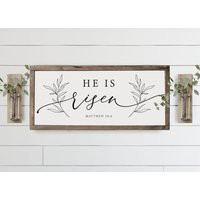He Is Risen Sign | Easter Home Decor Sign Easter Wall Wood Signs Farmhouse Spring Decor | Etsy (US)