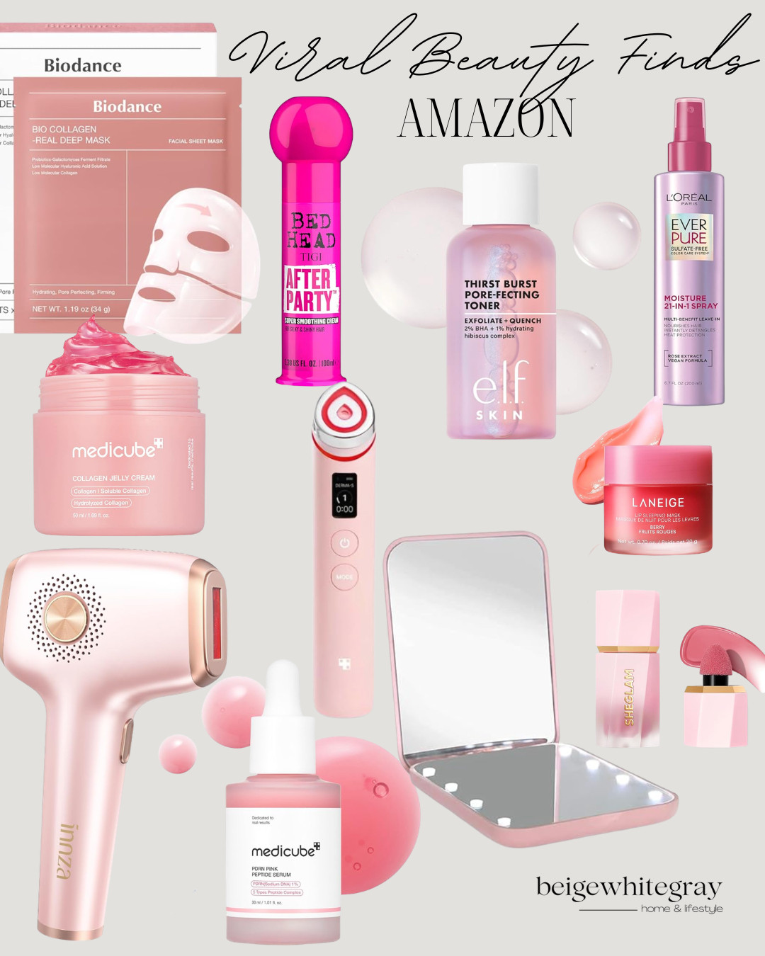 Amazon Viral Beauty Finds, viral beauty products, Amazon beauty finds, K-beauty skincare, Medicube collagen jelly cream, Medicube peptide serum, Biodance collagen mask, Laneige lip sleeping mask, e.l.f. toner, Bed Head After Party, L'Oréal EverPure spray, LED beauty device, skincare tools, glass skin products, anti aging skincare, hydrating skincare, Korean skincare products, viral TikTok beauty products, Amazon skincare favorites, beauty gadgets, self care essentials

#LTKSaleAlert #LTKBeauty