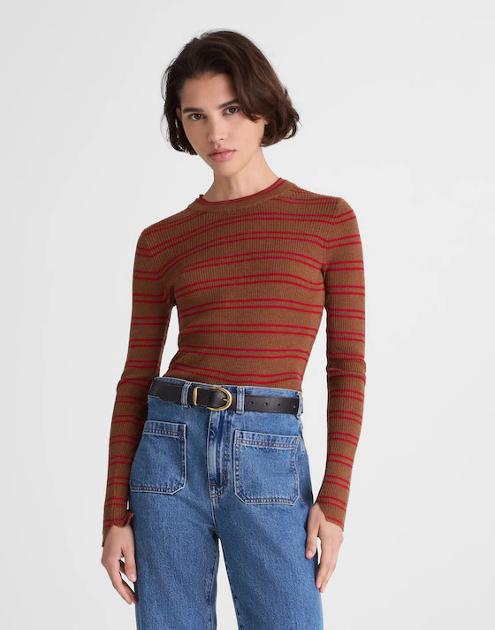 Slit-Sleeve Crewneck Sweater in Stripe | Madewell