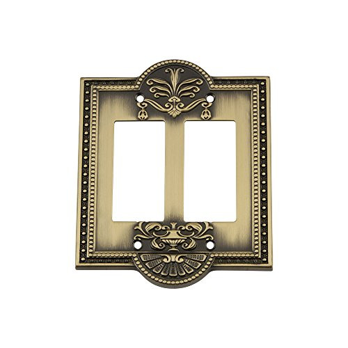 Nostalgic Warehouse 719714 Meadows Switch Plate with Double Rocker, Antique Brass | Amazon (US)