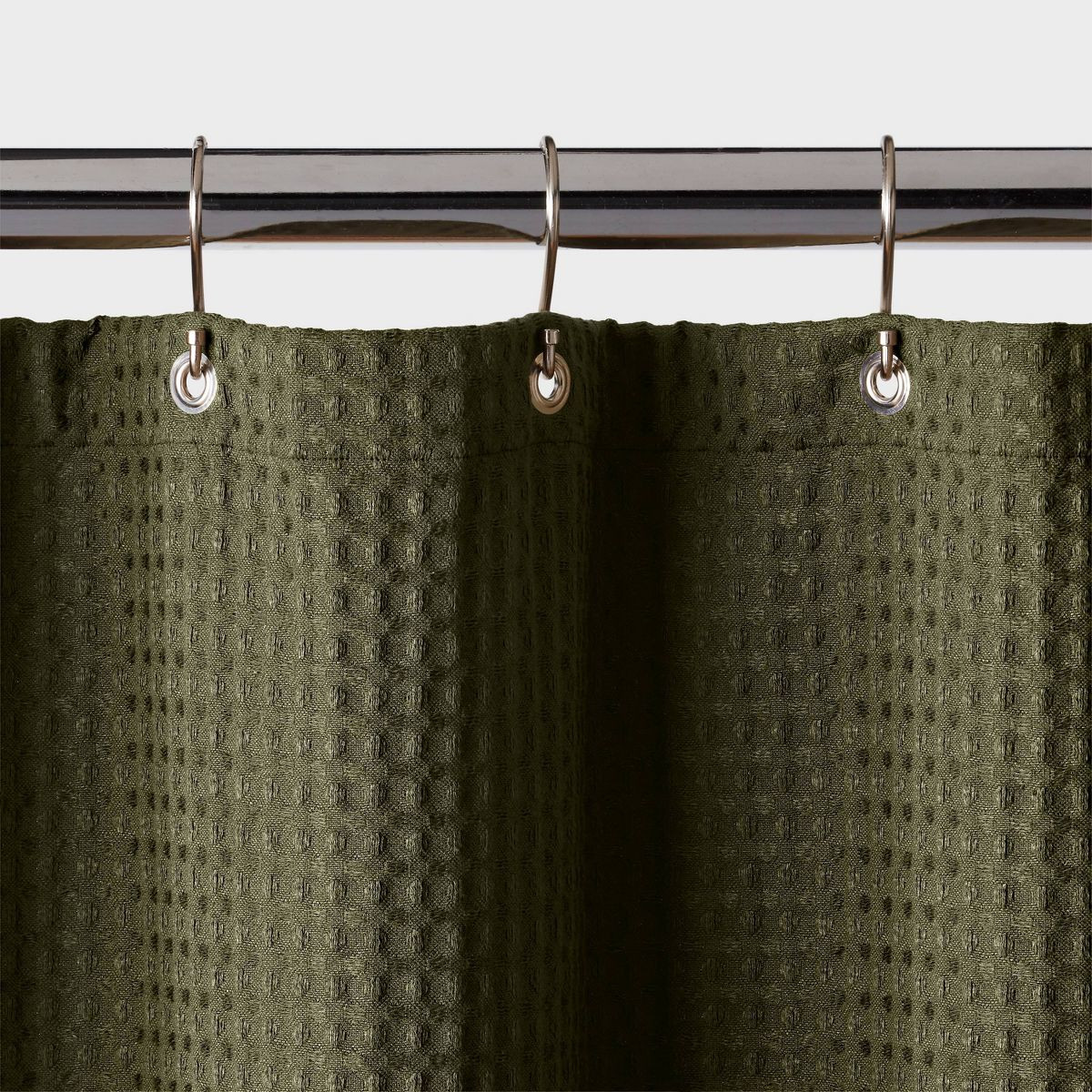 Waffle Weave Shower Curtain Dark Olive Green - Threshold™ | Target