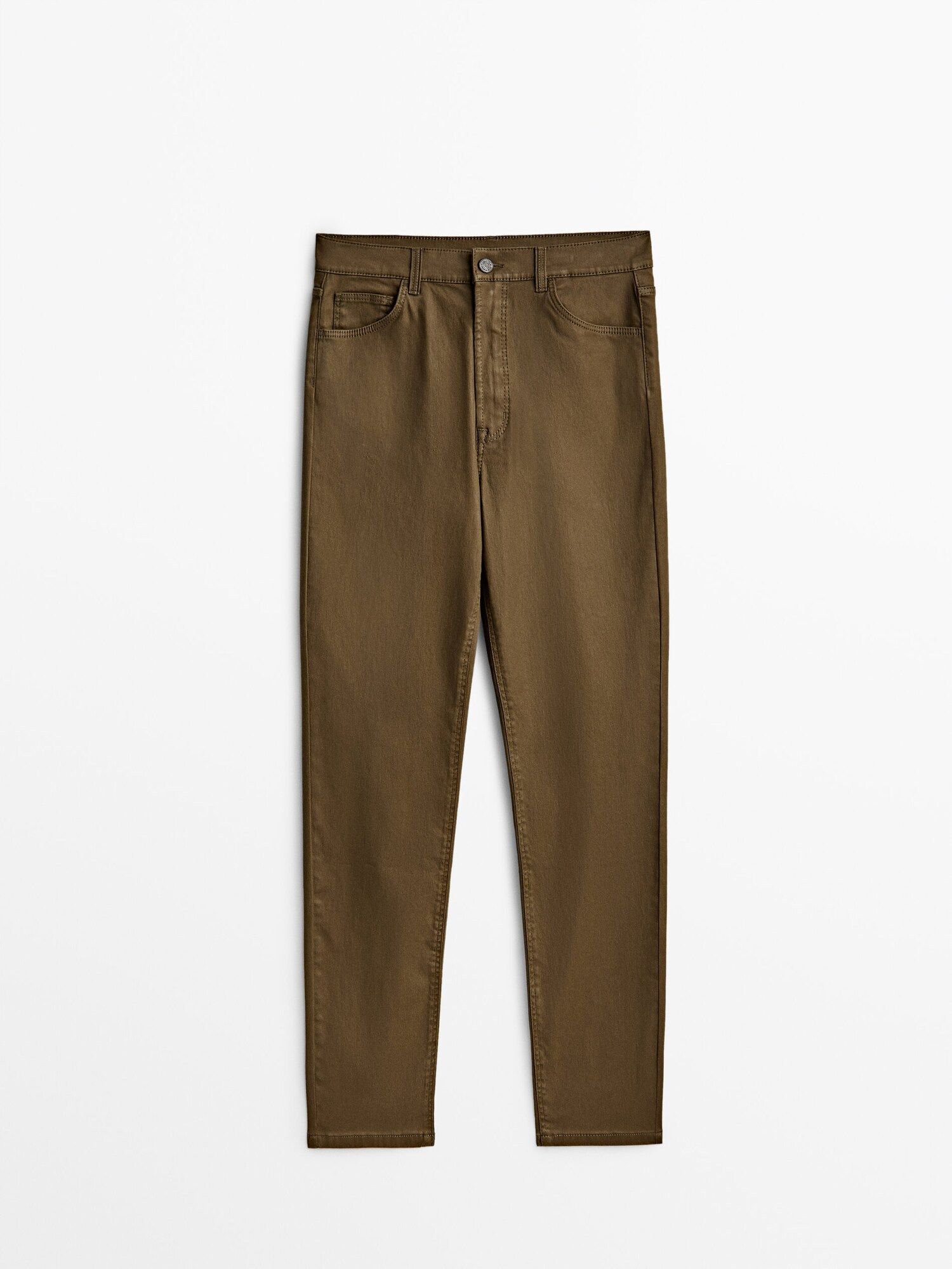 High-waist straight-leg coated trousers | Massimo Dutti (US)