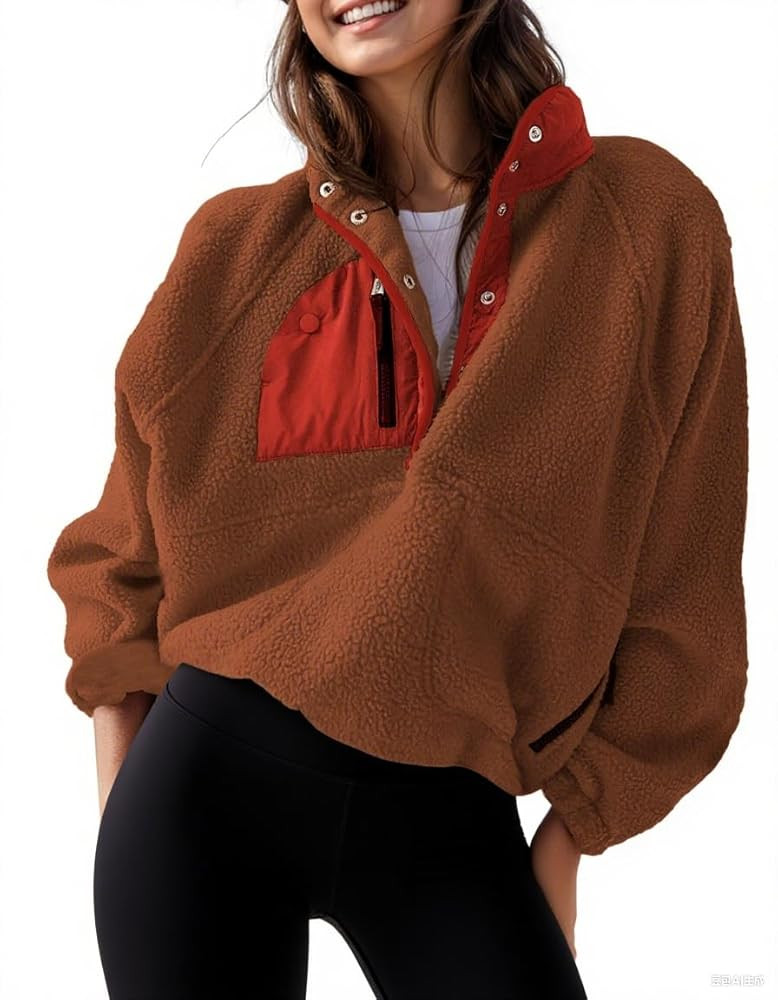 AMEBELLE Women’s Lightweight Fleece Pullover Jacket Cropped Fall Winter Fuzzy Sherpa Jacket Swe... | Amazon (US)