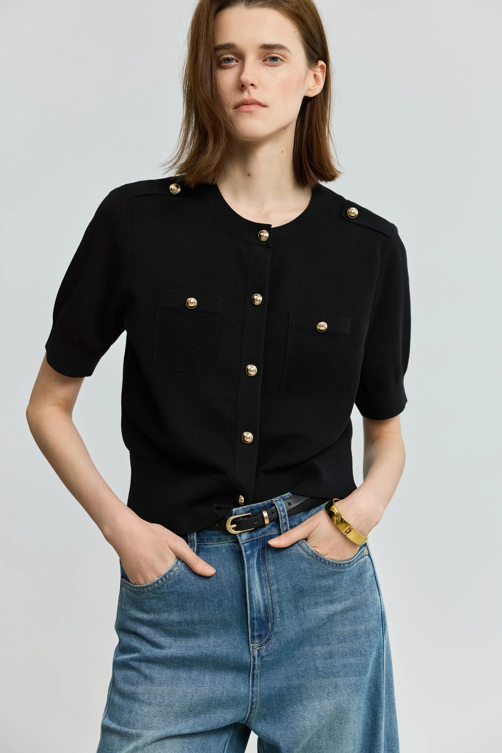 LILY Fitted Short-Sleeve Knit Cardigan | LILY Studio