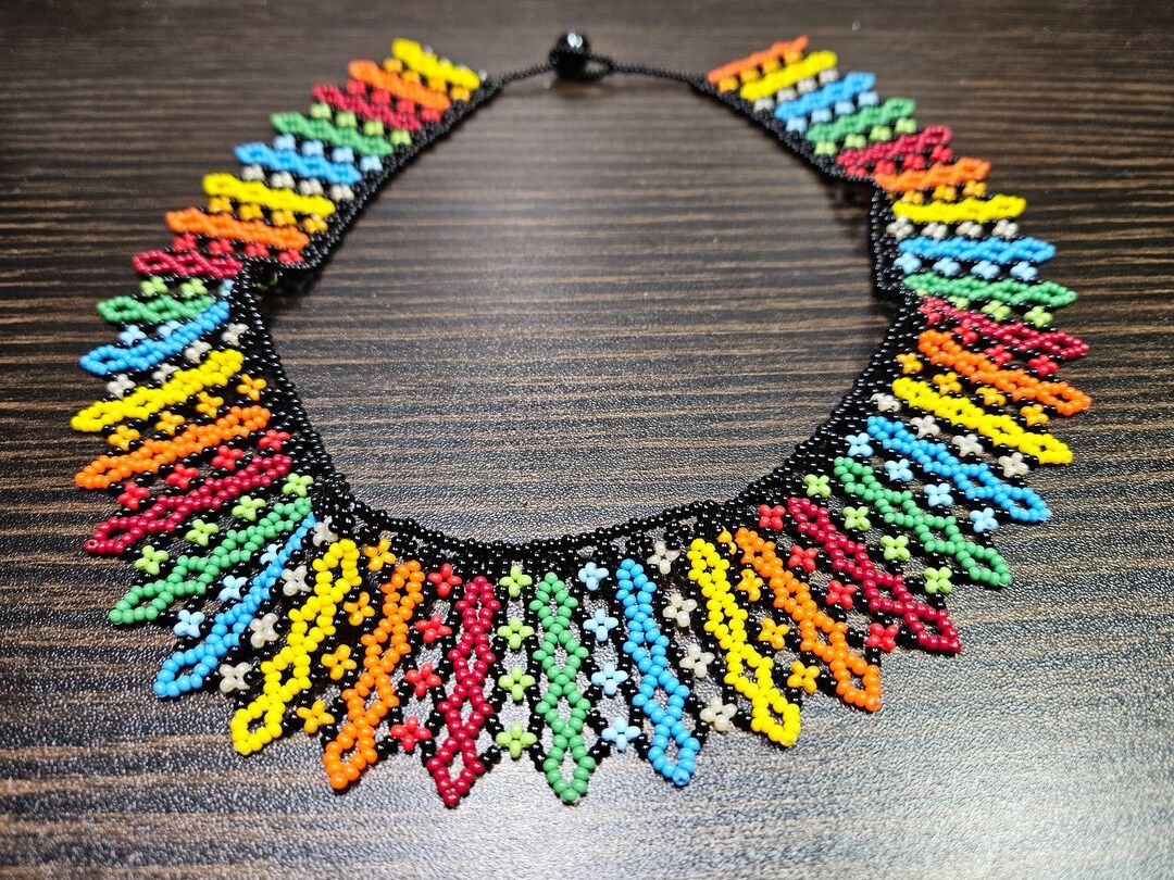 Hand Weaved Colorful Cascading Collar Necklace - Etsy | Etsy (US)