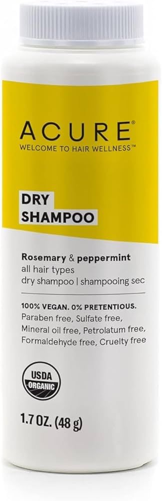 Acure Dry Shampoo - All Hair Types | 100% Vegan | Certified Organic | Rosemary & Peppermint - Abs... | Amazon (US)