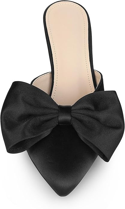 Allegra K Women's Bow Heels Satin Pointed Toe Stiletto Heels Mules | Amazon (US)