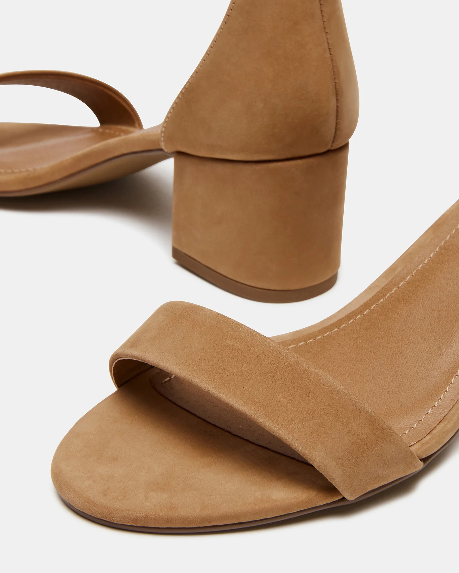 IRENNEW Tan Nubuck Women's Wide Width Heeled Sandal | Steve Madden (US)