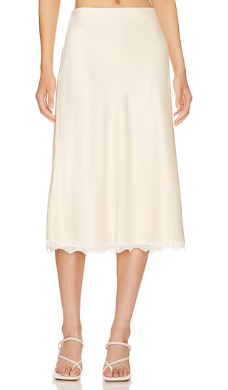 Carmel Midi Skirt in Cream | Revolve Clothing (Global)