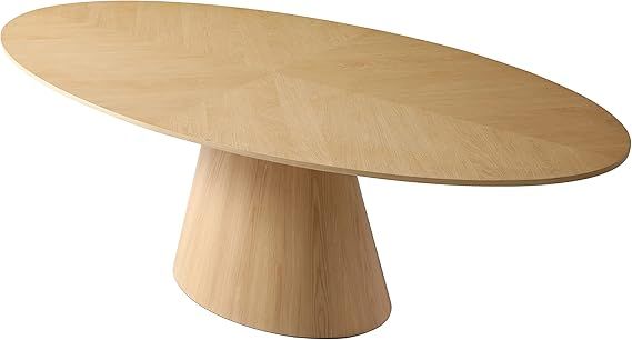 Meridian Furniture Gavin Collection Mid Century Oval White Oak Wood Dining Table, 90" W x 43.5" D... | Amazon (US)