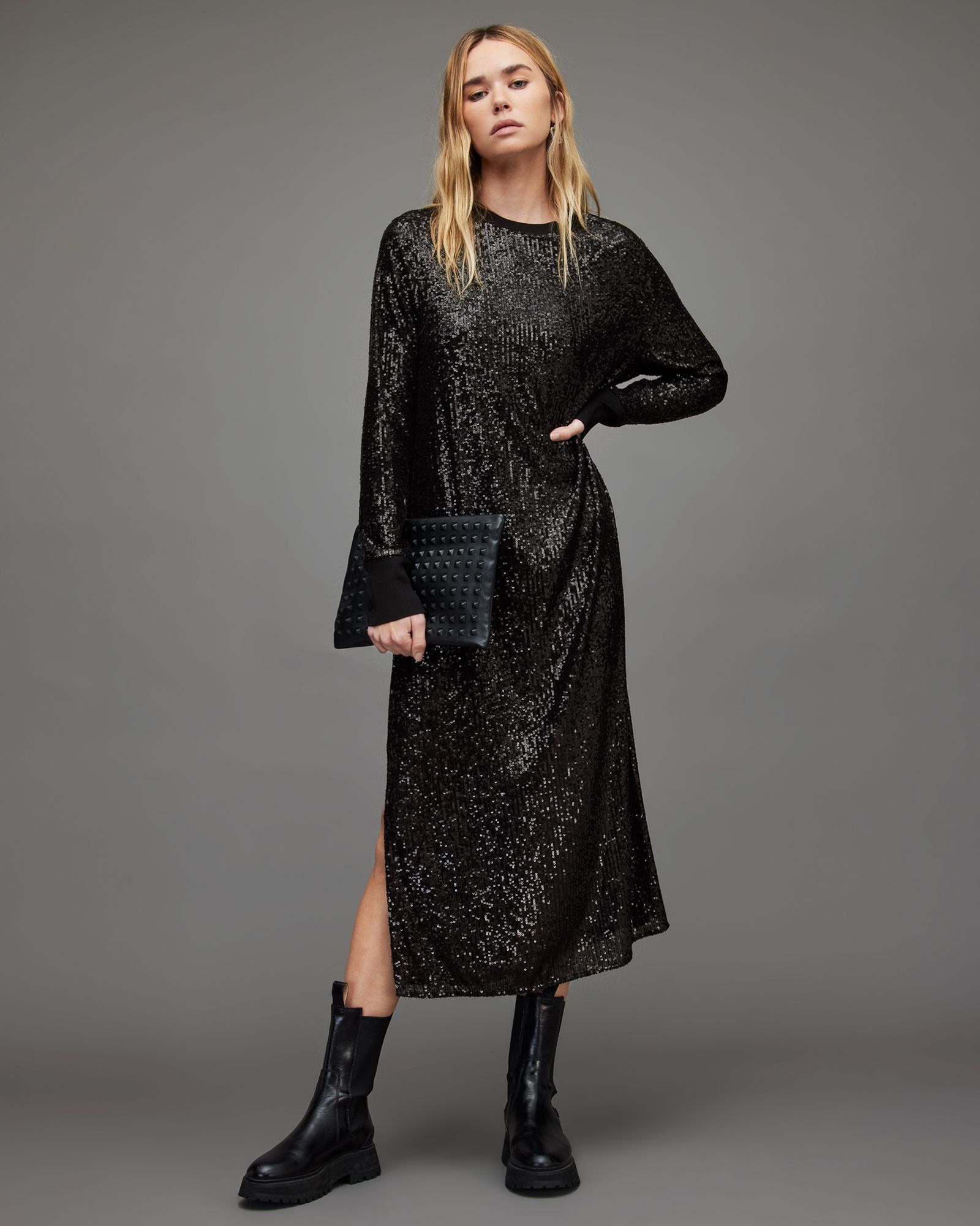 Juela Crew Sequin Midi Dress | AllSaints UK