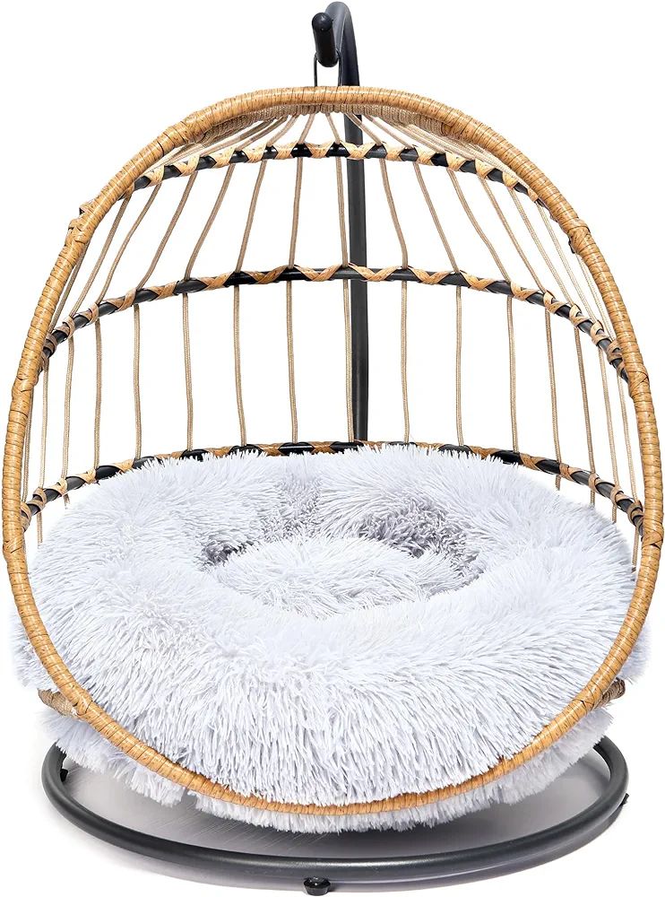SWITTE Cat Bed Hanging Swing Egg Chair Pet Wicker Hammock with Removable Cushion Suitable for Sma... | Amazon (US)