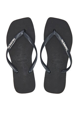 Havaianas Slim Square Logo Sandal in Black. Size 41/42. Also in 39/40. | Revolve Clothing (Global)