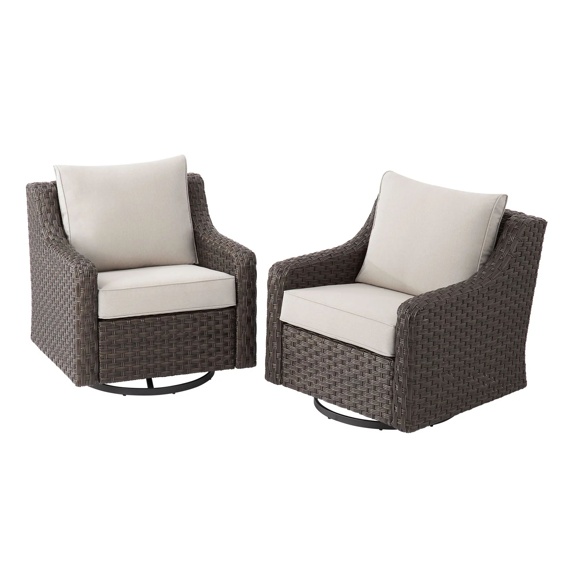 Better Homes & Gardens River Oaks 2-Piece Wicker Swivel Glider with Patio Covers, Dark | Walmart (US)