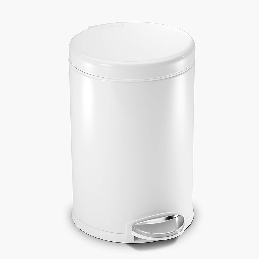 simplehuman 4.5 Liter Bathroom Trash Can, White Steel | Amazon (US)