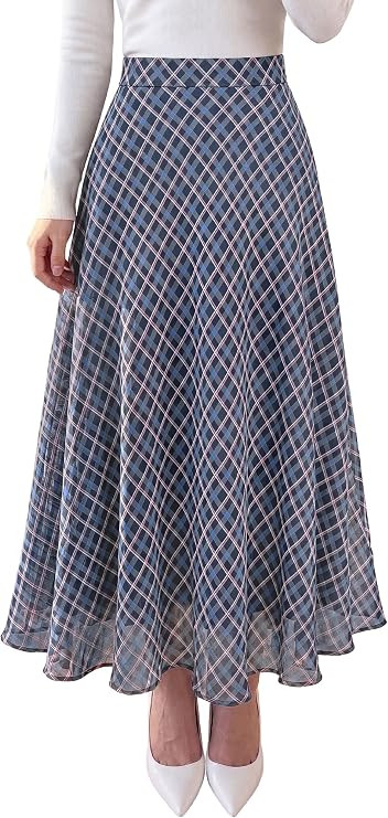 Casual A-Line Plaid Maxi Skirts for Women Trendy | Amazon (US)