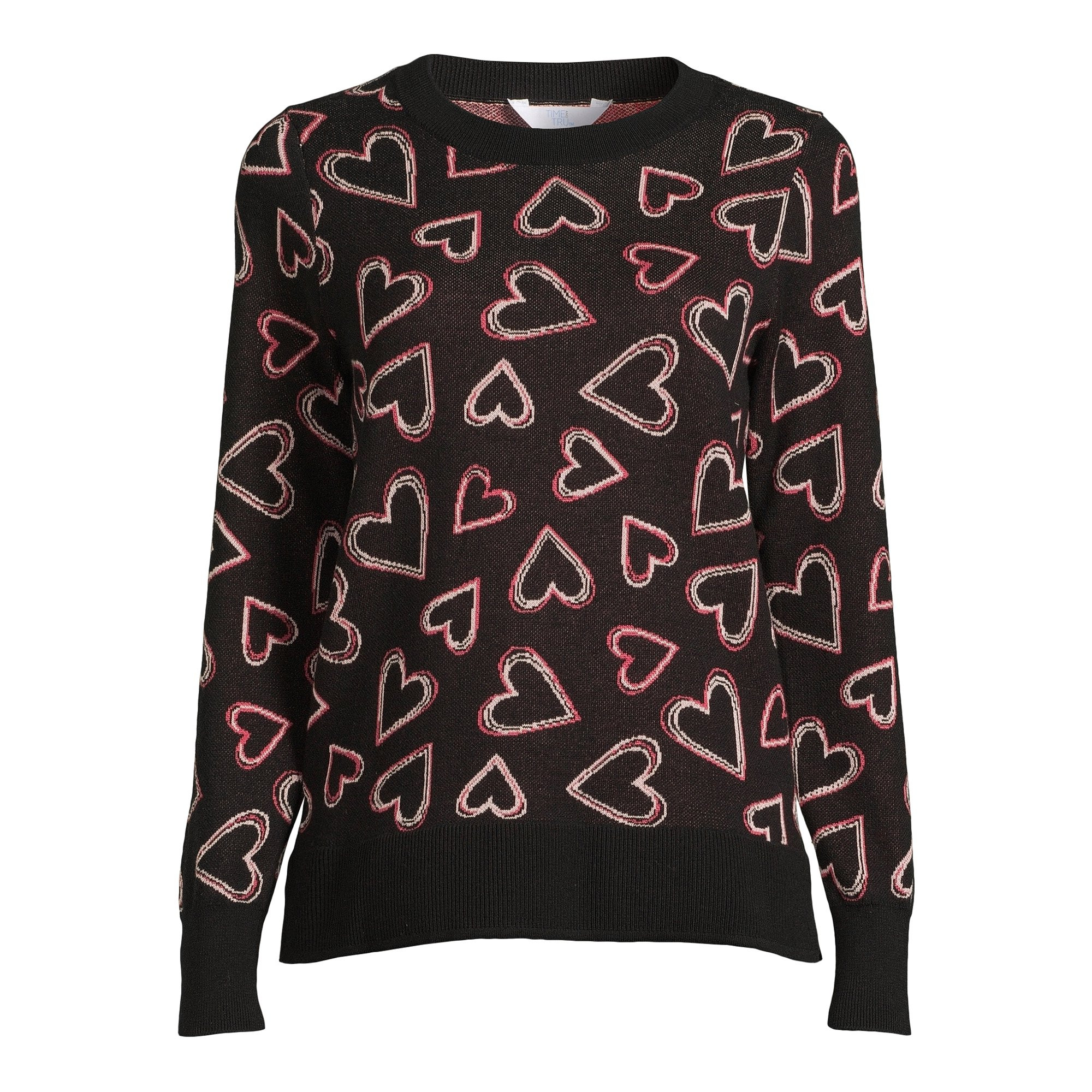 Time and Tru Women's Print Crew Neck Sweater, Midweight, Sizes XS-XXXL | Walmart (US)