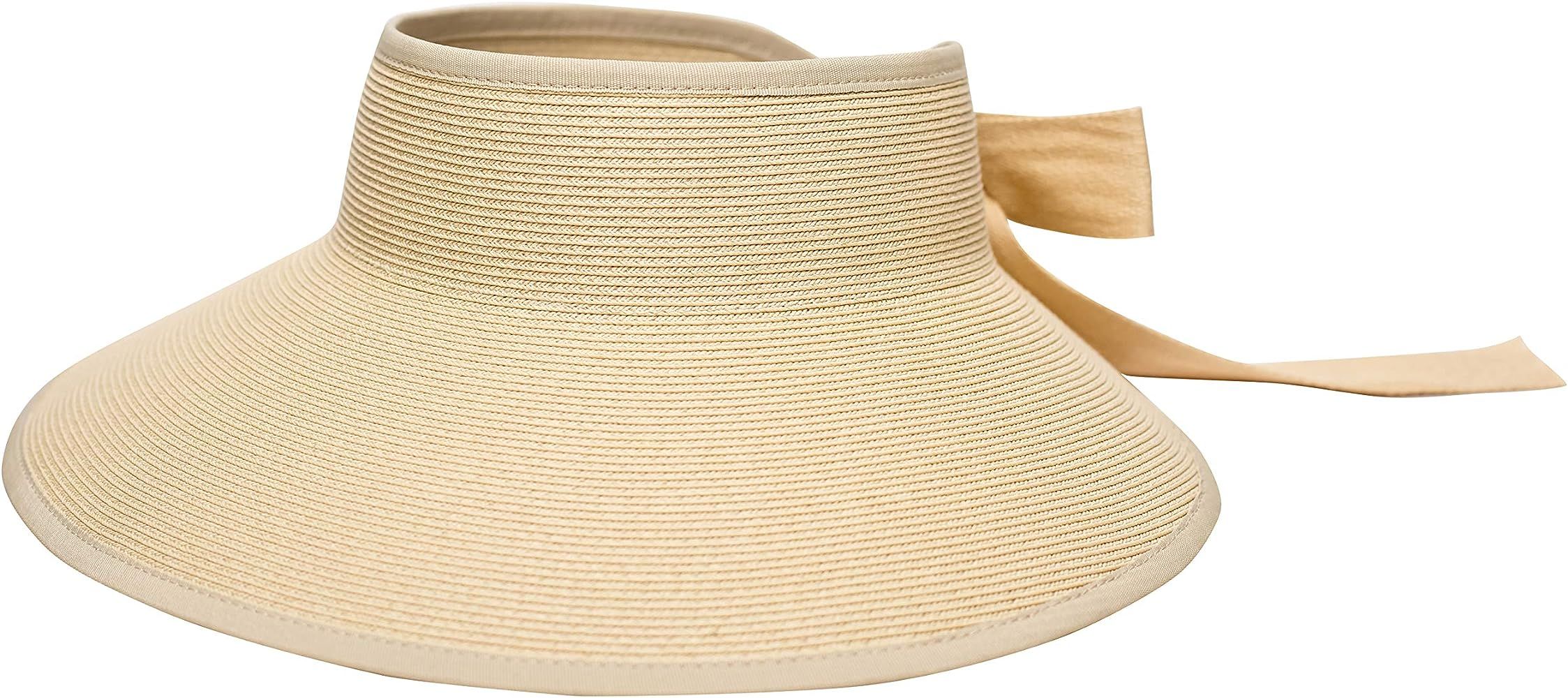 Pineapple&Star Vienna Visor Women’s Summer Sun Straw Packable UPF 50+ Beach Hat | Amazon (US)