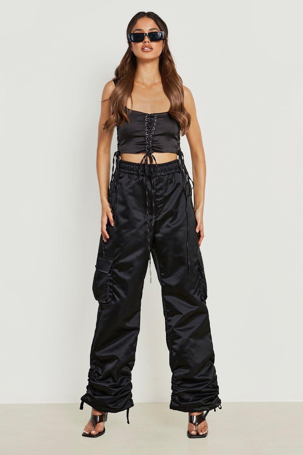 Ruched Hem Pocket Wide Leg Cargos | Boohoo.com (US & CA)