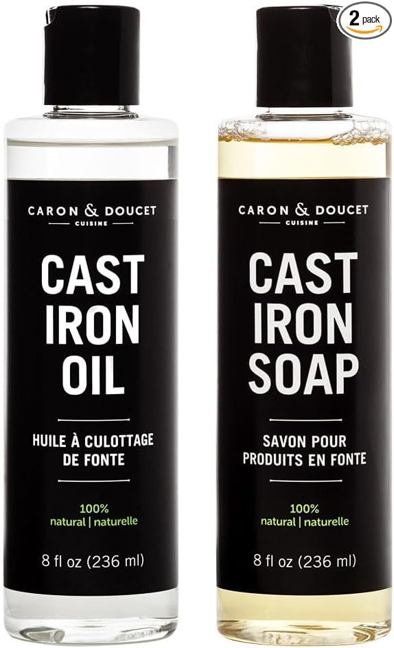 CARON & DOUCET - 100% Plant-Based Cast Iron Cleaning Set: Seasoning Oil & Soap for Washing, Resto... | Amazon (US)