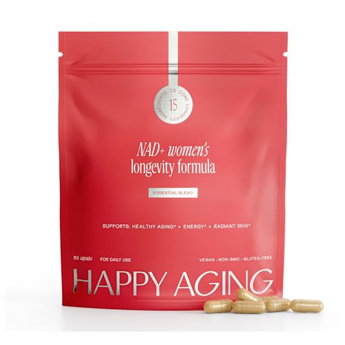 Happy Aging Essential Longevity Formula, NAD+ Super Booster with NR, NMNH & Liposomal β-NAD+, Organic Antioxidant Superfruit Blend for Cellular Energy, Skin Hydration & Daily Vitality, 30 Capsules | Amazon (US)