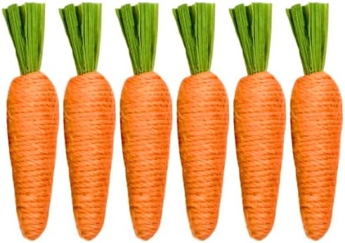 Happy Easter 6 Pack Spring Decorative Jute Twine Carrot Ornaments Orange with Green Tops Fabric D... | Amazon (US)