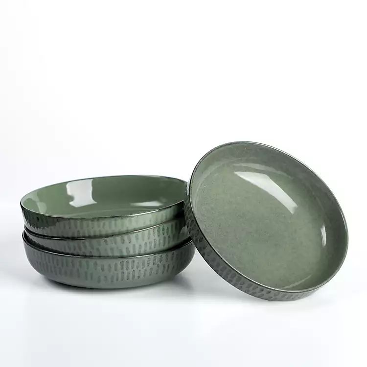 New! Green Ceramic Raindrop Dinner Bowls, Set of 4 | Kirkland's Home
