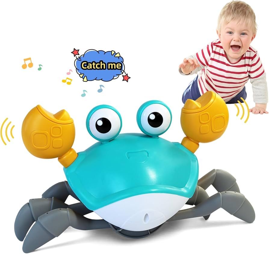FEELGUY Crawling Crab Baby Toy, Infant Sensory Tummy time Toys with Music and Lights 1 2 3 4 5 6 ... | Amazon (US)