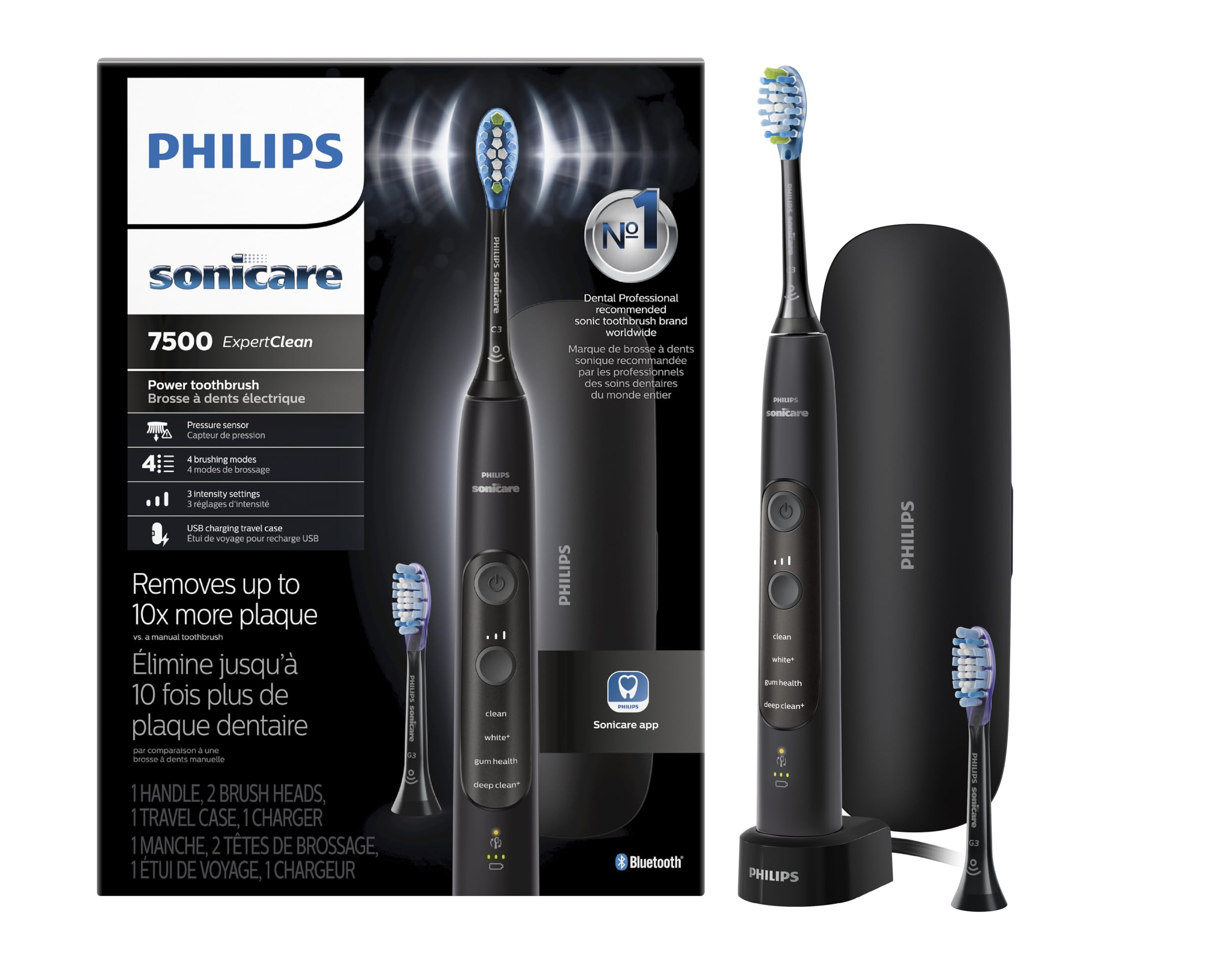Philips Sonicare ExpertClean 7500 Black, Rechargeable Electric Power Toothbrush, HX9690/05 | Amazon (US)
