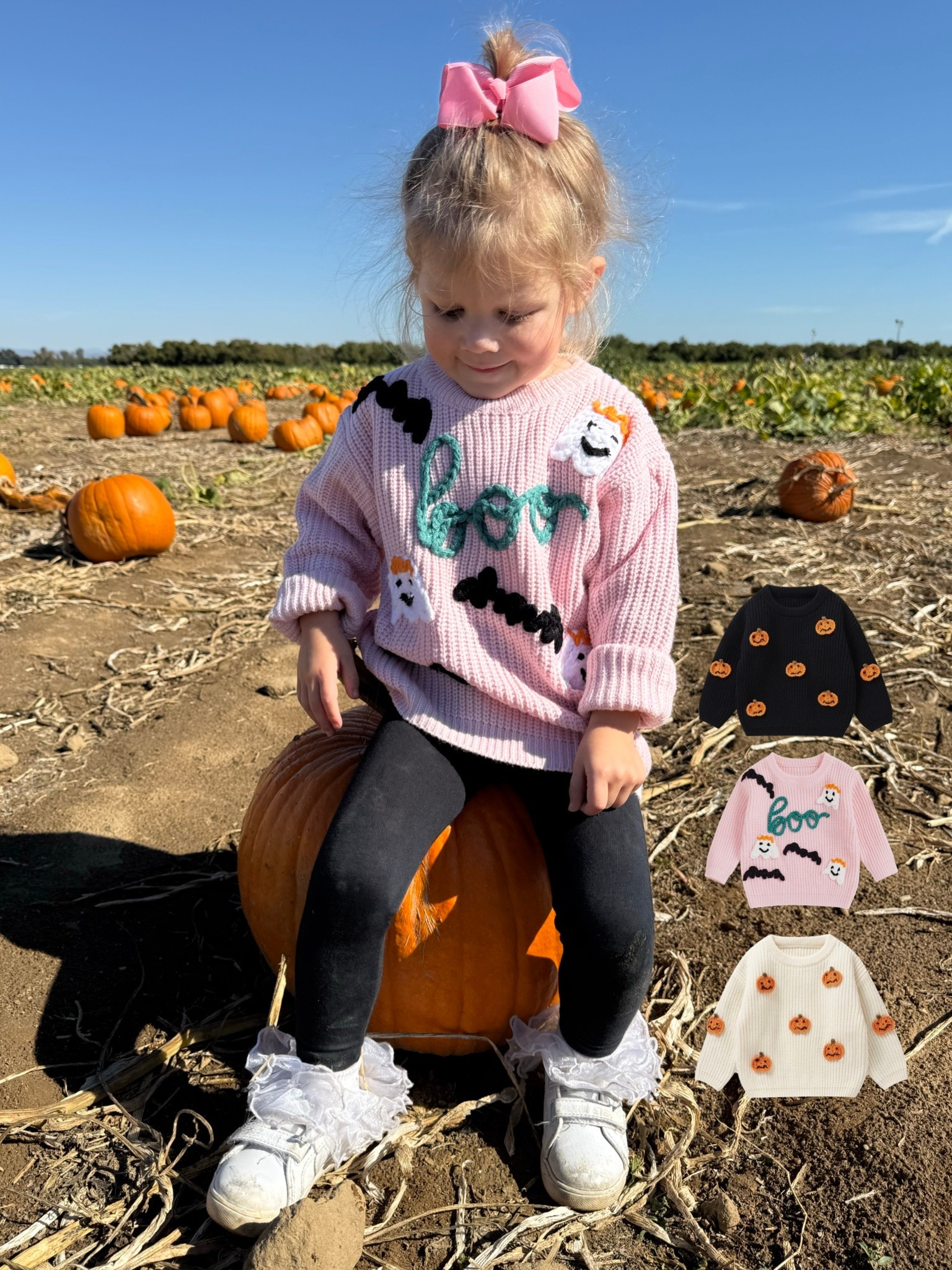 Pumpkin patch toddler girl outfit for cooler weather! Sweater is $17.99 and sooo cute! Different patterns / styles available. 

#LTKHoliday #LTKBaby #LTKKids