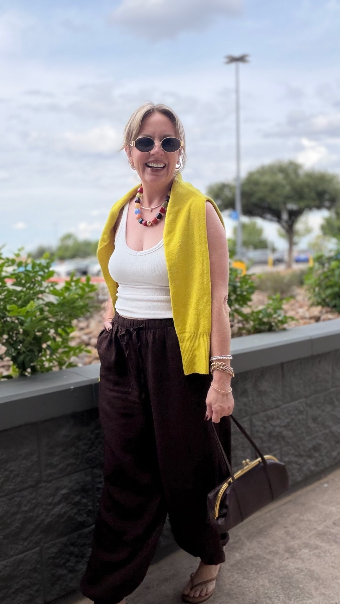 Small tank & cardi; medium balloon pants

#LTKootd #LTKPetite #LTKOver40