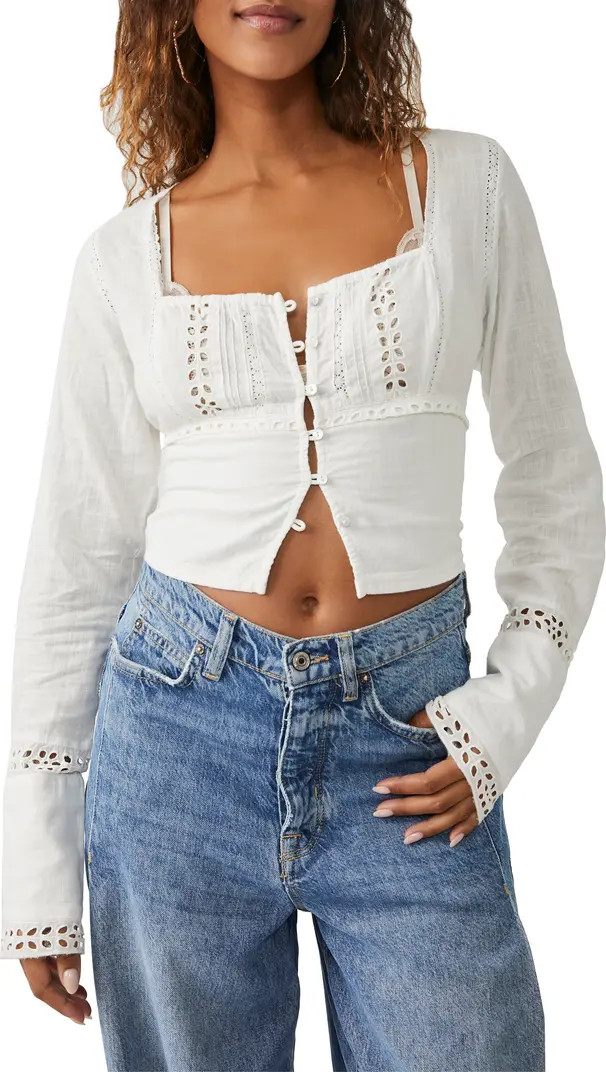 Free People Joi Eyelet Crop Blouse | Nordstrom | Nordstrom
