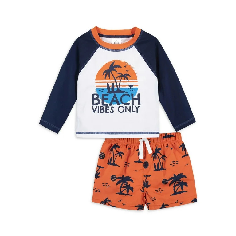 Gerber Baby & Toddler Boy Rashguard & Swim Trunks Set with UPF 50+, 2-Piece (0/3M - 5T) | Walmart (US)