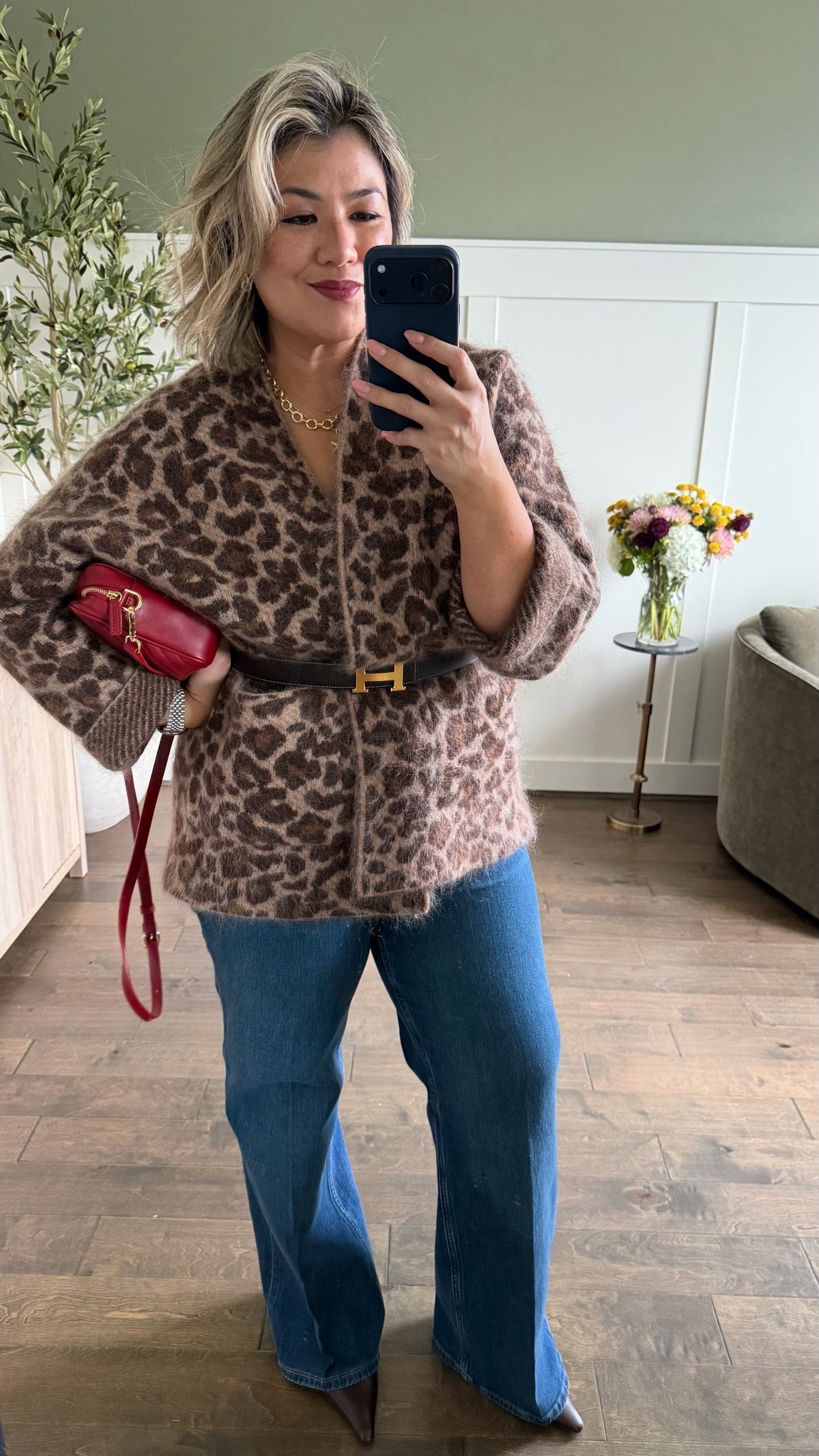 This leopard coatigan is from a few years ago, but Sezane does release it in new colors and patterns each year because it’s a best seller. I absolutely love mine—such a statement piece and looks good with jeans!

My typical size in all Authentic 360 jeans is an XL, petite. I initially ordered these in that exact size, however, I decided to re-order a 1X (regular inseam). While they fit a bit more loose, I much prefer comfort over the label in my pants. These jeans just happened to run a bit smaller than the others, but that’s what I’m here for—to test it out and let you know exactly how they fit so you can make the best decision for yourself when ordering!

Use code CMCLAIREXSPANX for 15% off your first purchase + free shipping, excluding sales.

#LTKootd #LTKOver40 #LTKMidsize