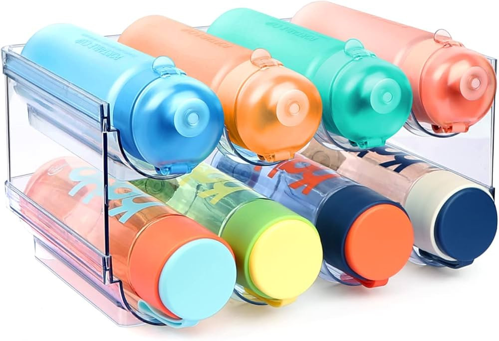 Water Bottle Organizer, 2 Packs Stackable Plastic Water Bottle Cup Holder, Wine/Drink/Water Bottl... | Amazon (US)