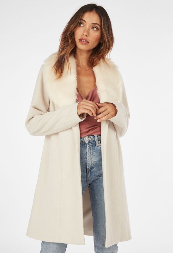 Coat with Faux Fur Collar | JustFab