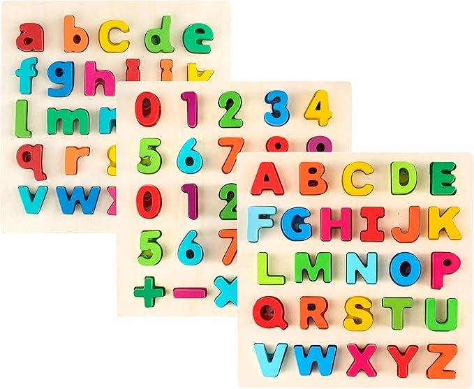 Toy To Enjoy Alphabet Puzzles - Wooden Upper Case, Lower Case Letters and Number Learning Board T... | Amazon (US)