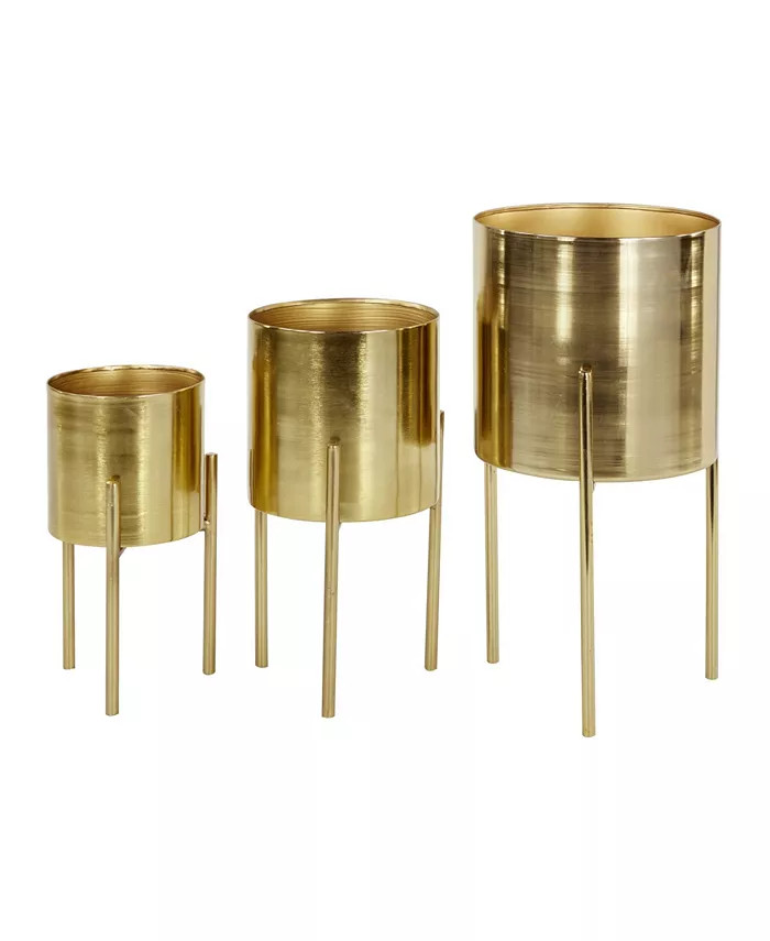 Rosemary Lane Contemporary Style Large Round Metal Planters in Stands, Set of 3 & Reviews - Artif... | Macys (US)